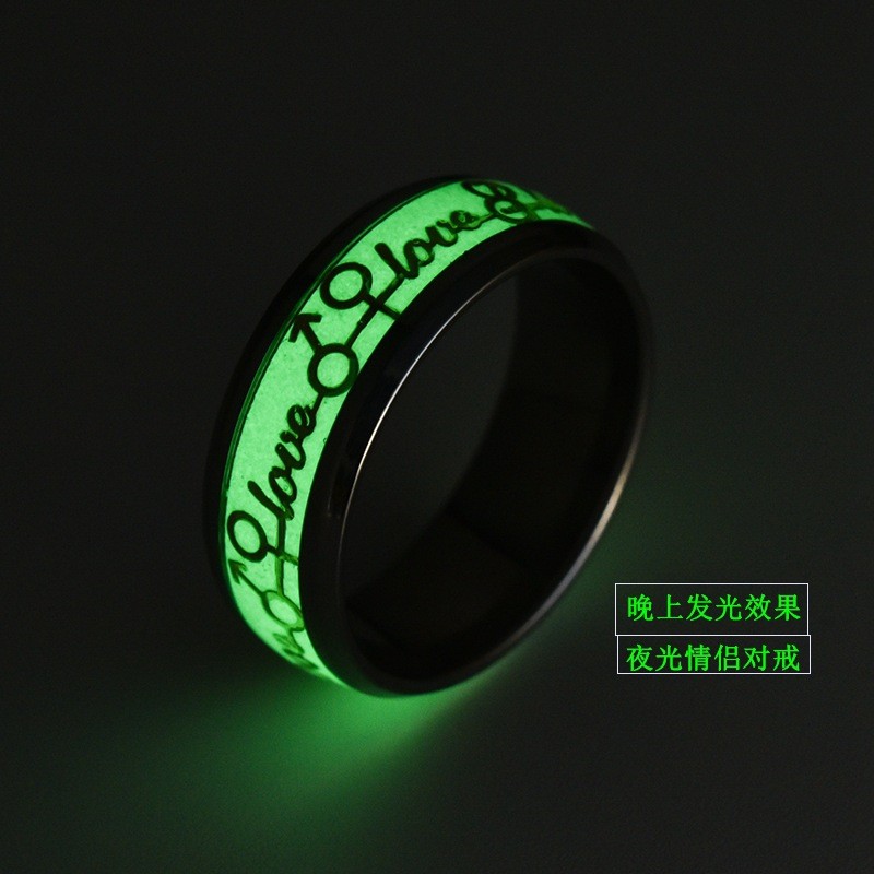 Hip-hop Style Luminous Love for Men and Women Titanium Steel Couple Rings