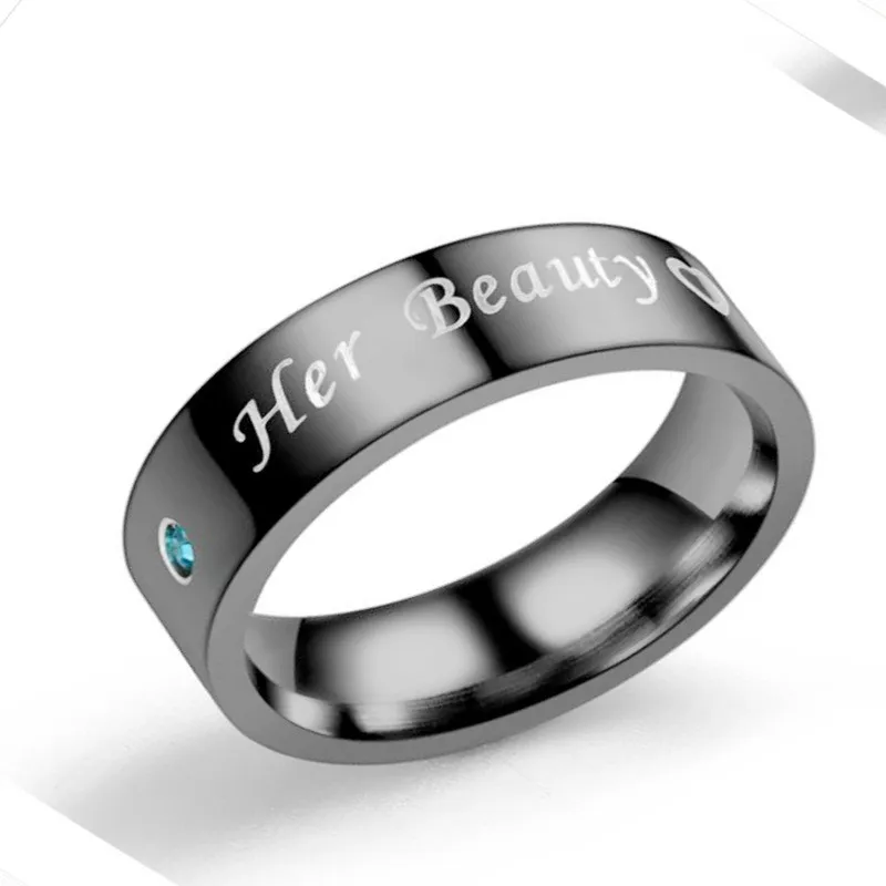 Her Beauty His Wisdom Zirconia Titanium Ring