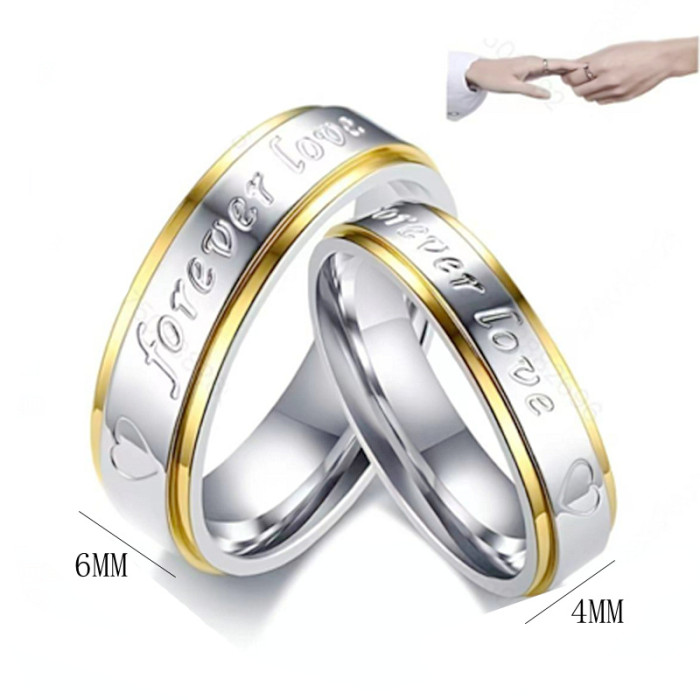 Simple Titanium Steel Forever Love Titanium Steel Couple Ring