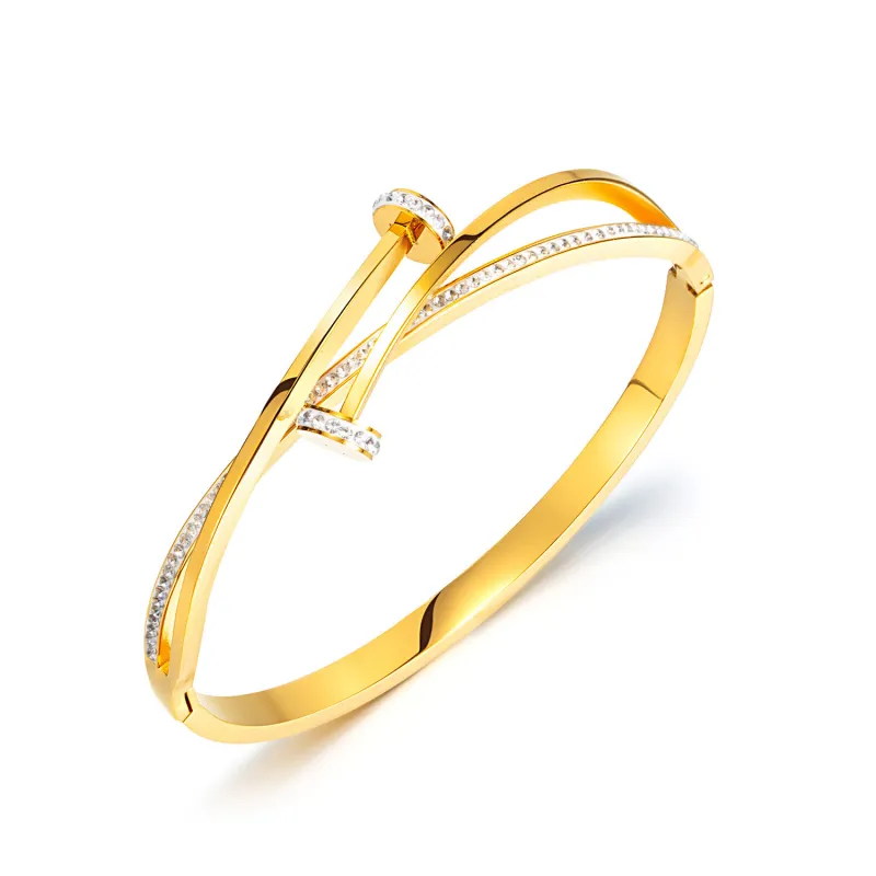 Titanium Steel Light Luxury Minimalist Personality Cross Zirconia Stainless Steel Bracelet