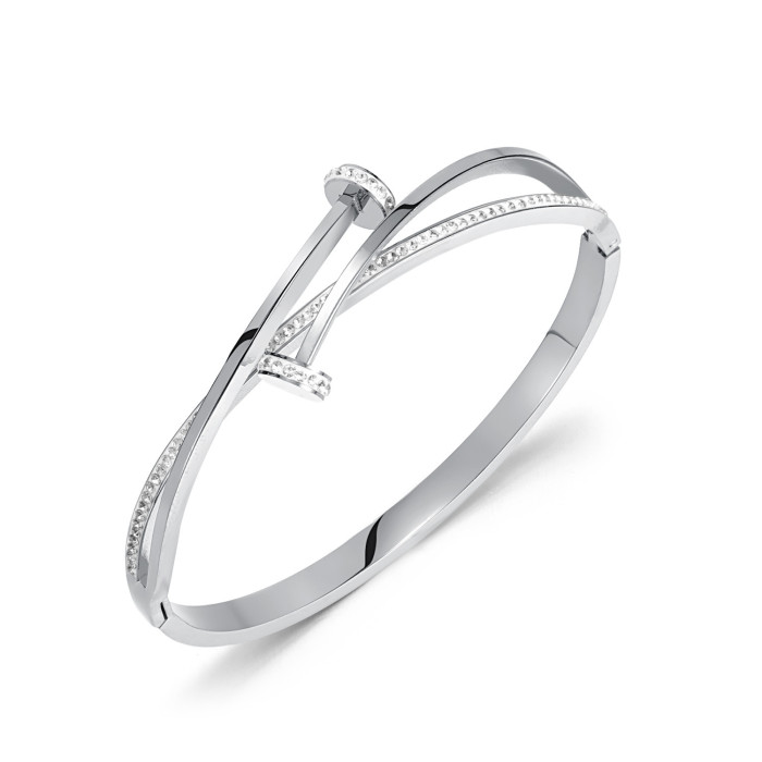 Titanium Steel Light Luxury Minimalist Personality Cross Zirconia Stainless Steel Bracelet