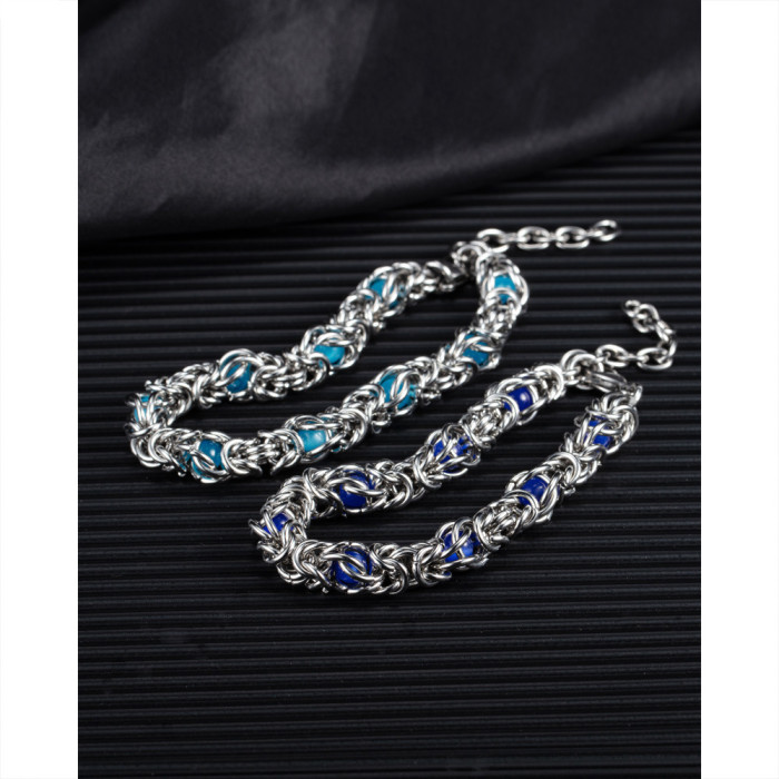 Steel Hand Jewelry Premium Blue Resin Stone Bracelet for Men