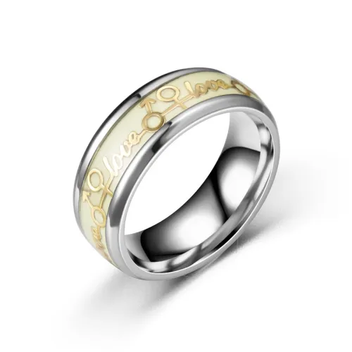 Hip-hop Style Luminous Love for Men and Women Titanium Steel Couple Rings
