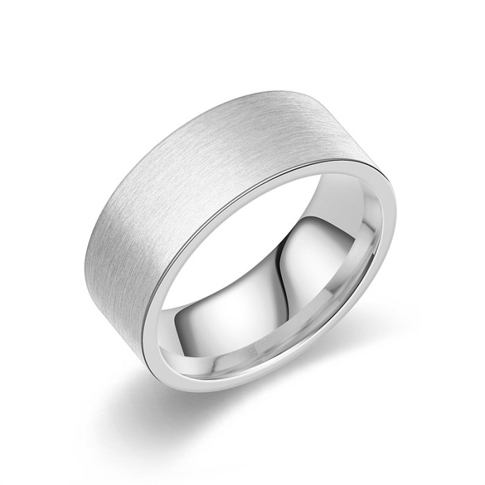 Simple titanium steel frosted ring for men