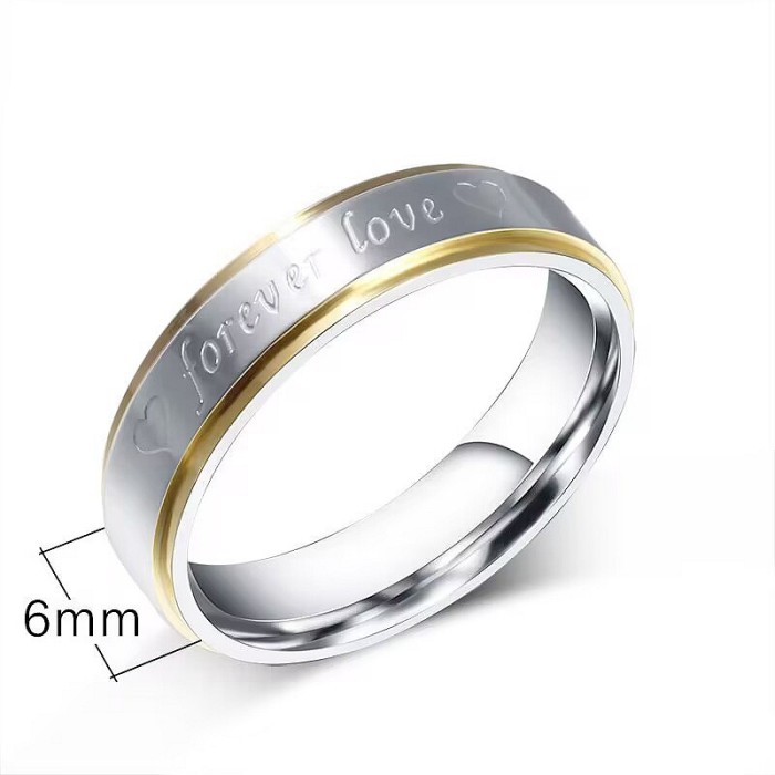 Simple Titanium Steel Forever Love Titanium Steel Couple Ring