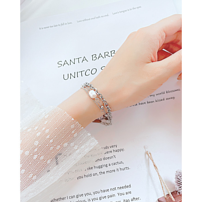 Premium Pearl Bracelet with Titanium Steel Double Layer Design Bracelet