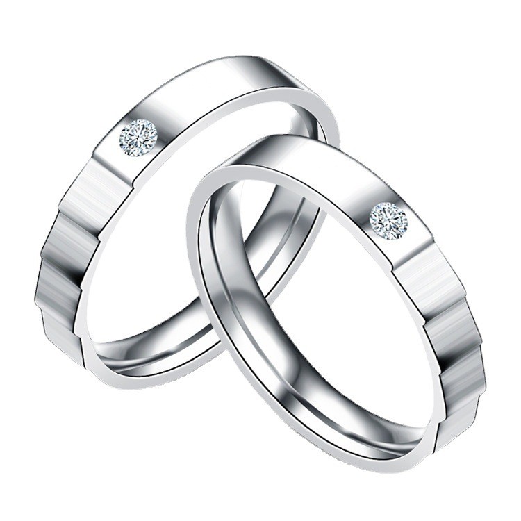 Personalized Creative Stainless Steel Couple Diamond Ring for Women