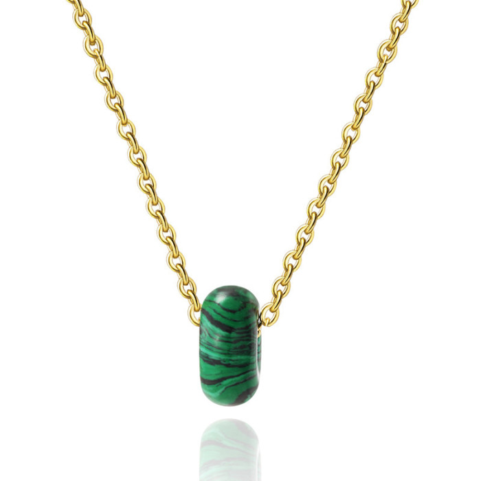 None-fade Stainless18K Gold Plated Vintage Emerald Pendants Necklace Charm Creative Asymmetric Cuban Chain Choker Necklace Women