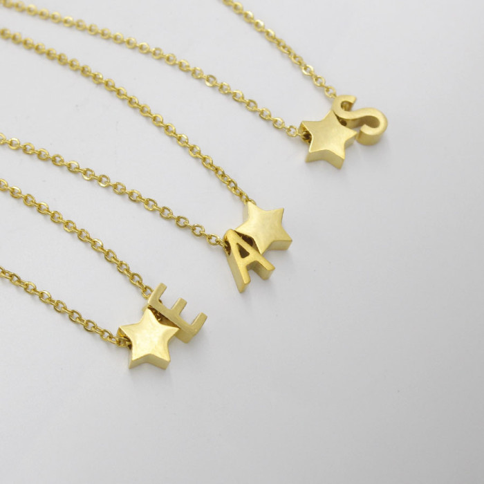 Stainless Steel Star English Combination Pendant Letter Necklace