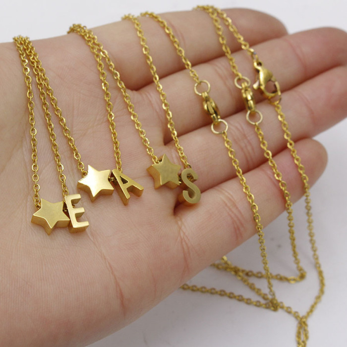 Stainless Steel Star English Combination Pendant Letter Necklace