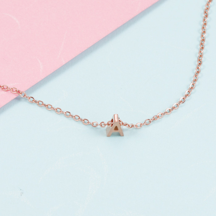 Personalized Pierced Letter Necklace Stainless Steel Rose Gold Non-fading 18k Letter Pendant