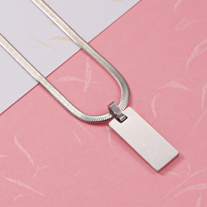 Snake Chain Necklace Stainless Steel Rectangular Diy Laserable Necklace