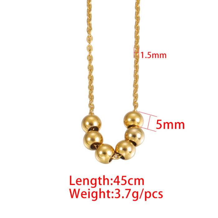 Boudoir Simple Fashion Pendant Stainless Steel Round Beads Spacer Beads Personalized Necklace