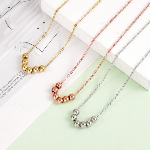 Boudoir Simple Fashion Pendant Stainless Steel Round Beads Spacer Beads Personalized Necklace