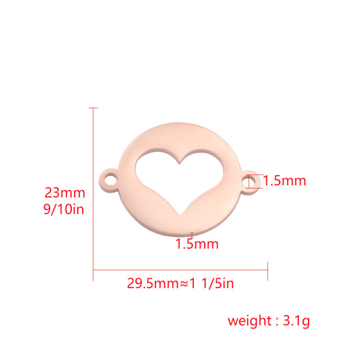 Stainless Steel Love DIY Outer Hole Round Hollow Heart Bracelet Necklace Jewelry Accessories