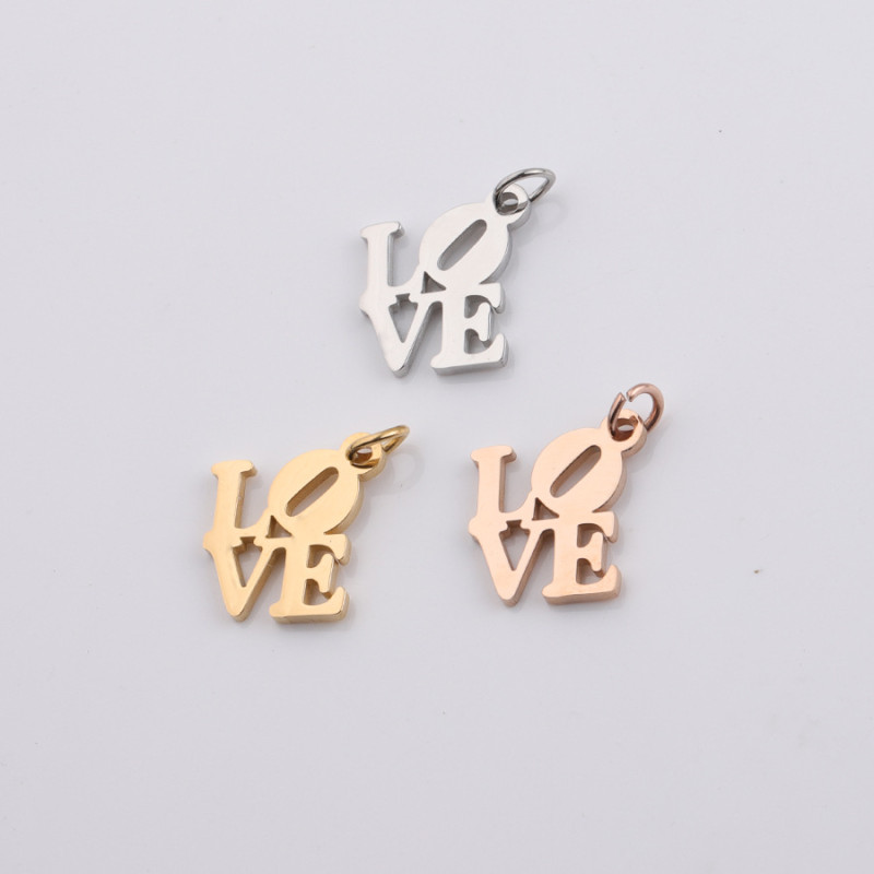 Love Hollow English Small Pendant DIY Stainless Steel Jewelry Accessories