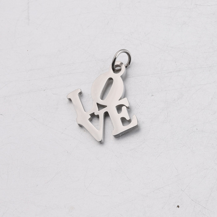 Love Hollow English Small Pendant DIY Stainless Steel Jewelry Accessories