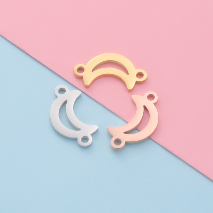 Stainless Steel Double Hole Moon Jewelry Sun and Moon Bracelet Pendant Diy Accessories, Necklaces