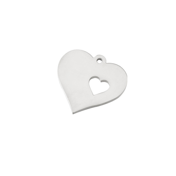 Titanium Steel Hollow Love Jewelry Accessories DIY Peach Heart Laser Necklace Pendant