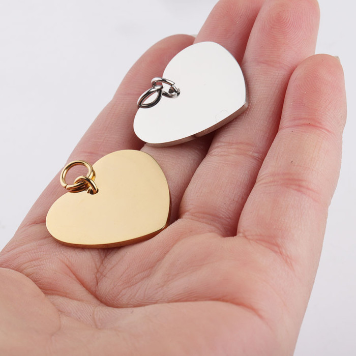 Stainless Steel Love Tag DIY Couple Jewelry Accessories 25x25mm Peach Heart Pendant Accessories