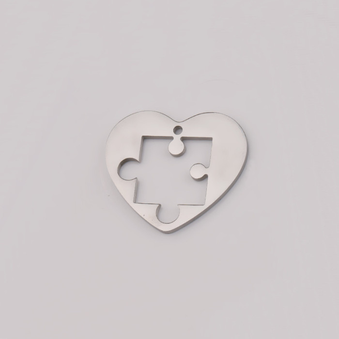 Stainless Steel Love Puzzle Hollow Geometry Simple Couple Necklace Accessories