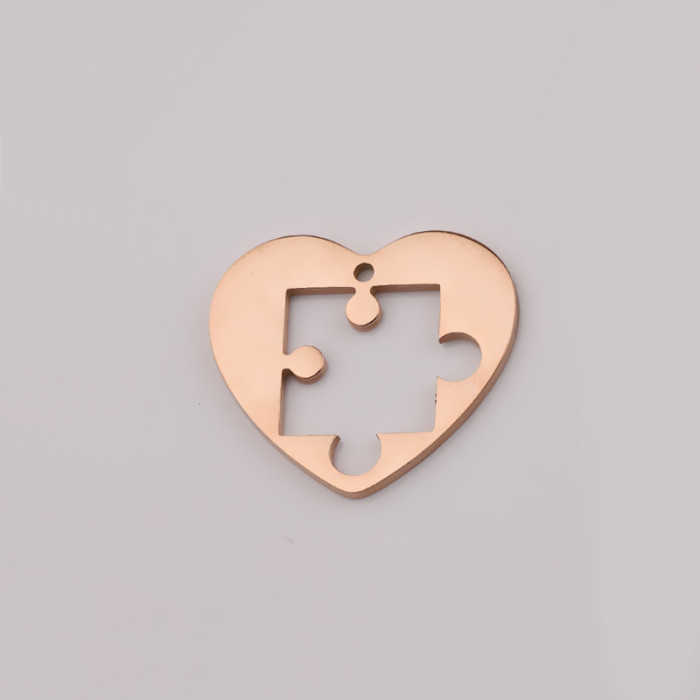 Stainless Steel Love Puzzle Hollow Geometry Simple Couple Necklace Accessories
