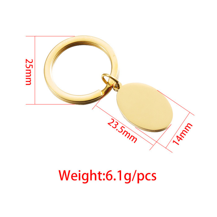 Stainless Steel Keychain Jewelry Accessories DIY Oval Can Be Laser Logo