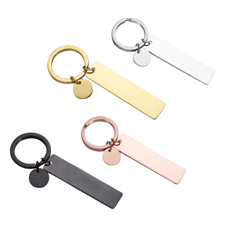 Stainless Steel Long Tag Accessory Diy Laserable Keychain