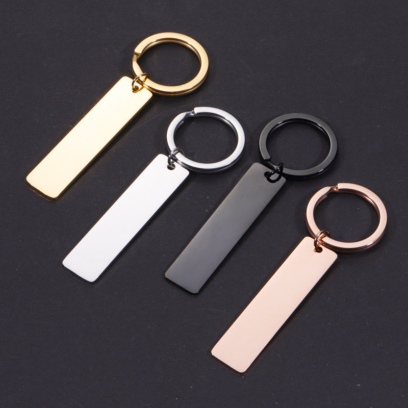 Stainless Steel Long Bar Hanging DIY Can Be Laser Logo Small Tag Jewelry Keychain