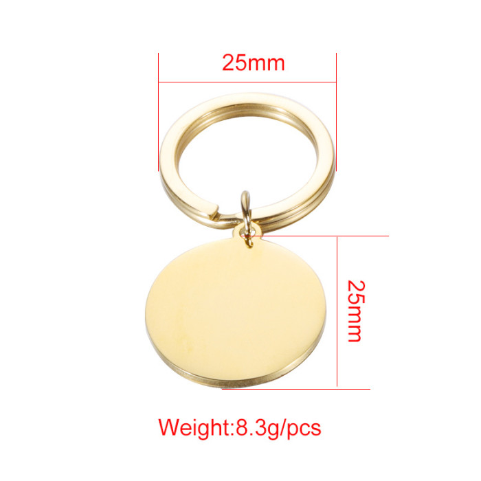 Stainless Steel Keychain Gift Diy Round Piece Can Be Laser Accessory