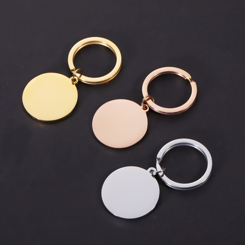 Stainless Steel Keychain Gift Diy Round Piece Can Be Laser Accessory