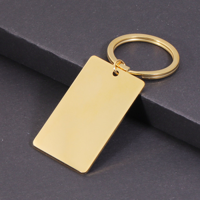 Stainless Steel Personalized Simple Rectangular Keychain Accessories Can Be Laser Engraved