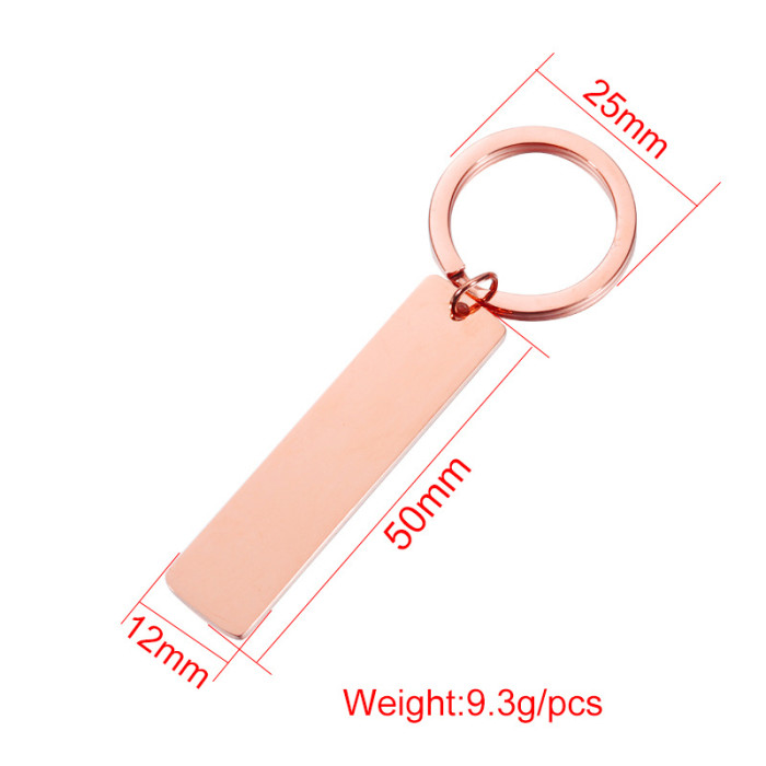 Stainless Steel Long Bar Hanging DIY Can Be Laser Logo Small Tag Jewelry Keychain