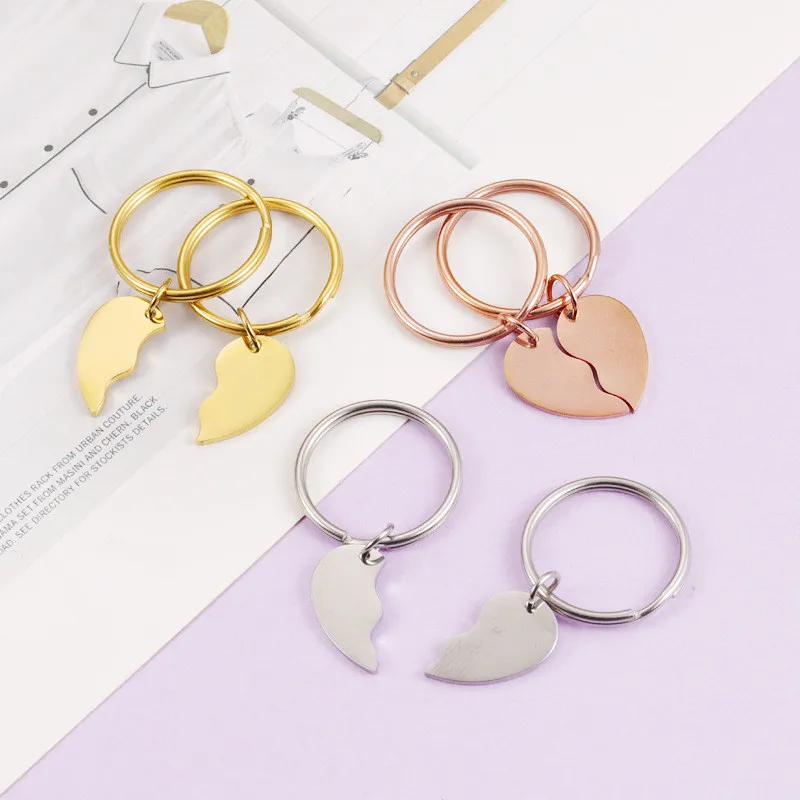 Stainless Steel Personalized Simple Keychain Accessory Love Can Be Laser Accessory