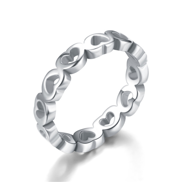 Titanium Steel Ring Love Heart-shaped Hollow Stainless Steel Couple Ring