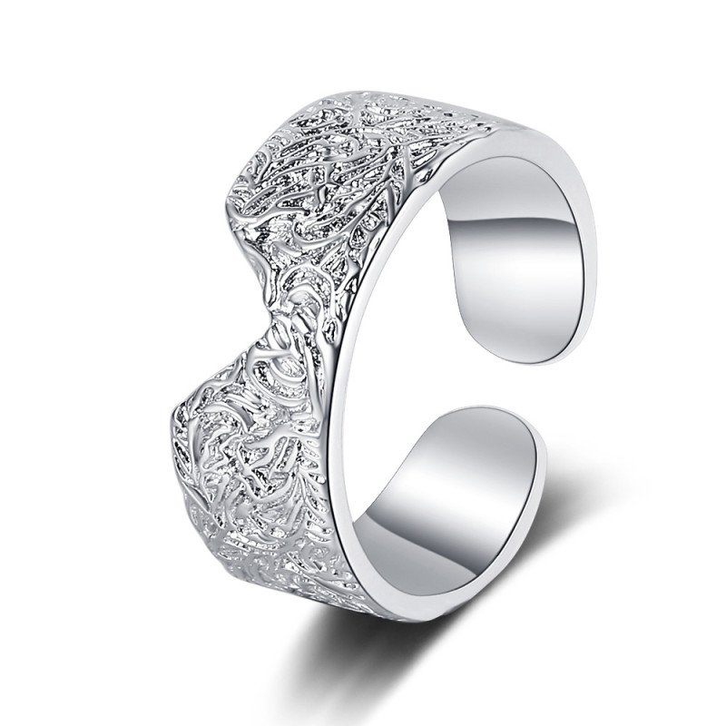 Textured Personalized Open V Ring Female INS Finger Ring  Jewelry for Women