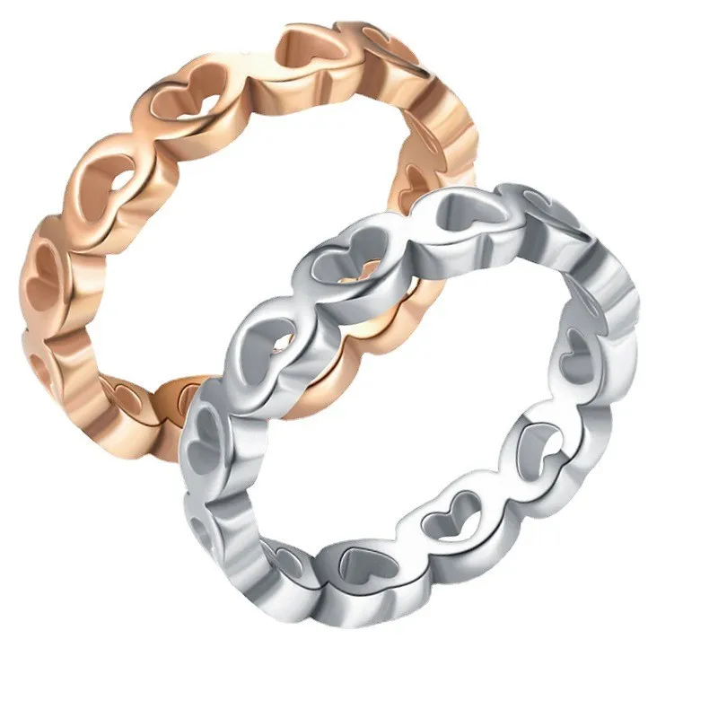 Titanium Steel Ring Love Heart-shaped Hollow Stainless Steel Couple Ring