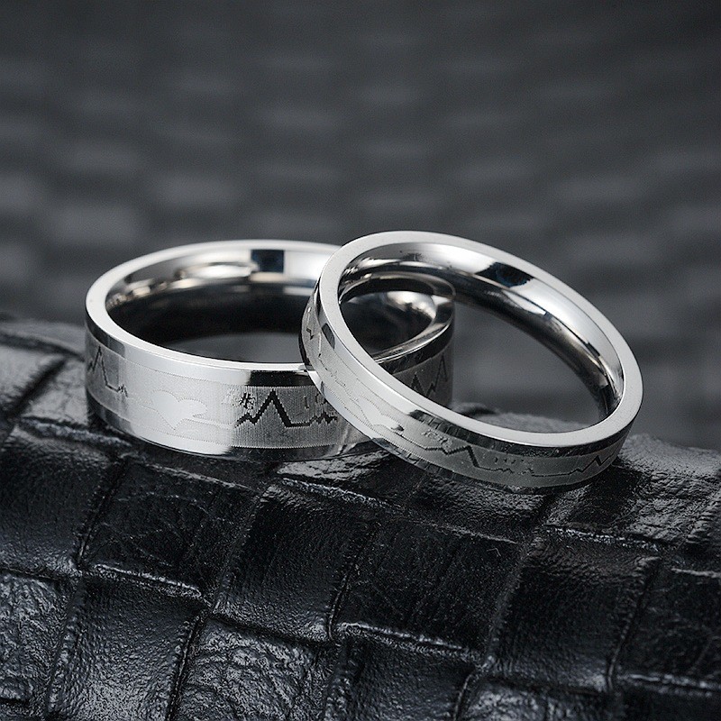 Titanium Steel Ring ECG Personalized Couple's Ring