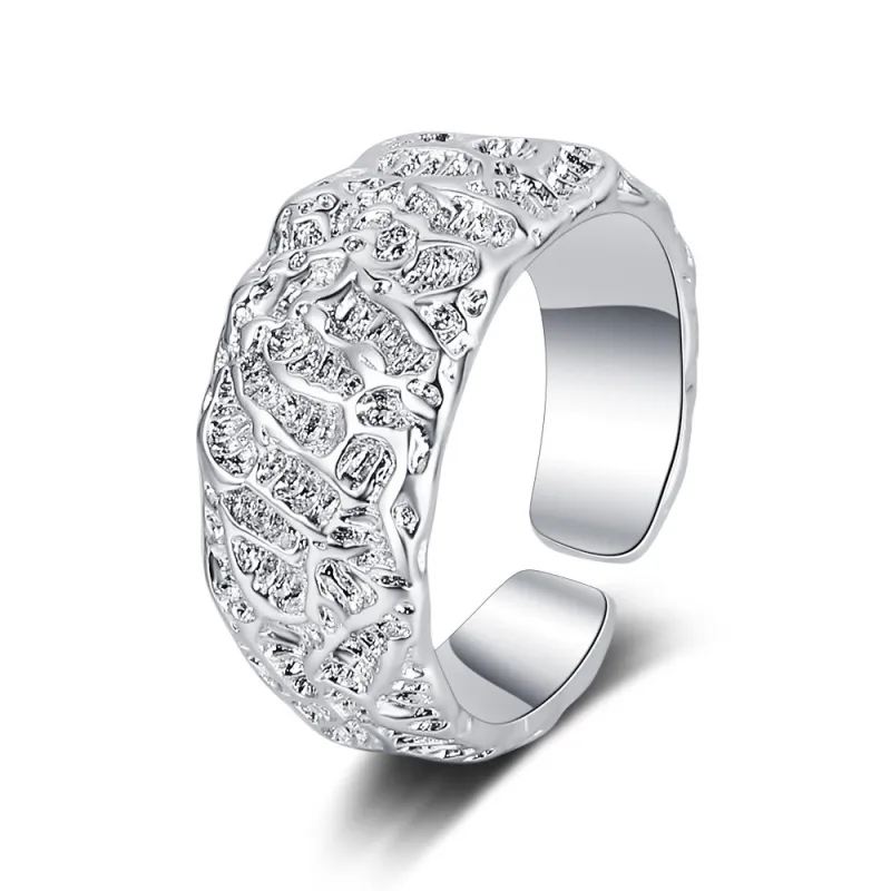 Wide Face Skin Pattern Personalized Adjustable Opening Women's Ring