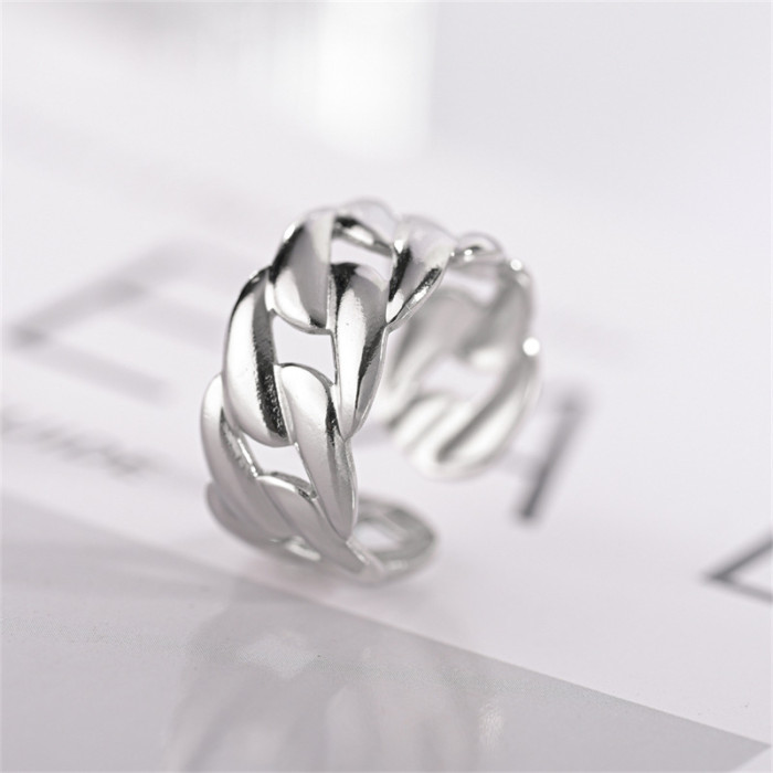 Open Mouth Titanium Steel Ring Fashion Chain Buckle Ring