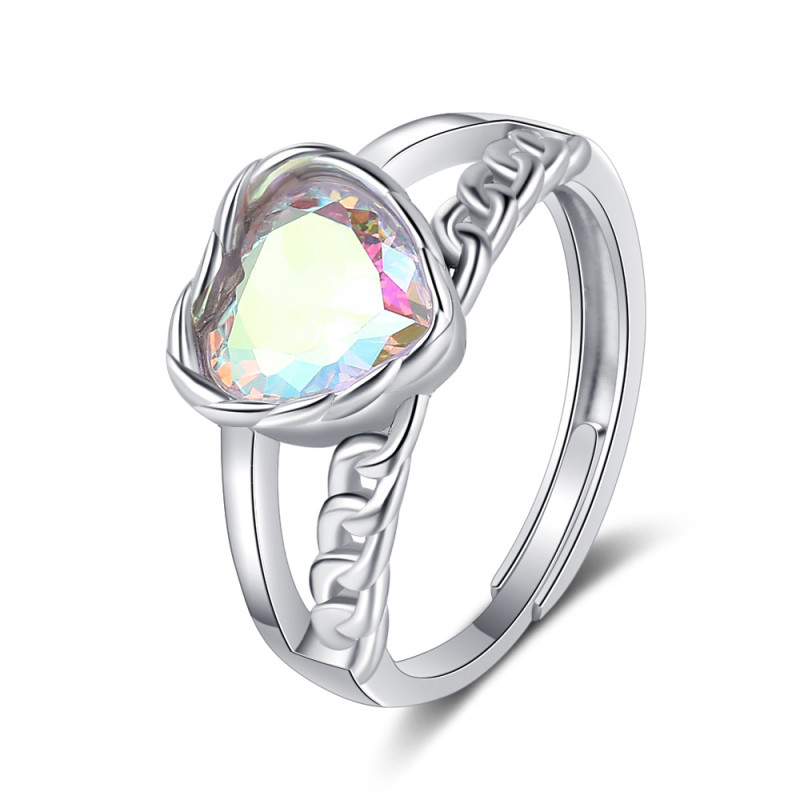 Fashion Ins Heart Personalized Adjustable Opening Women's Ring 499