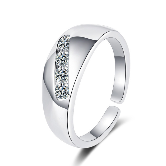 Zircon Inlay Personalized Adjustable Opening Women's Ring