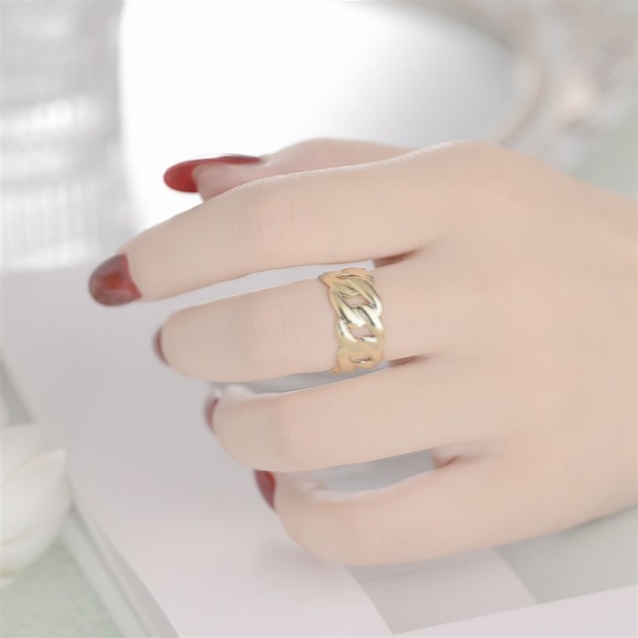 Open Mouth Titanium Steel Ring Fashion Chain Buckle Ring