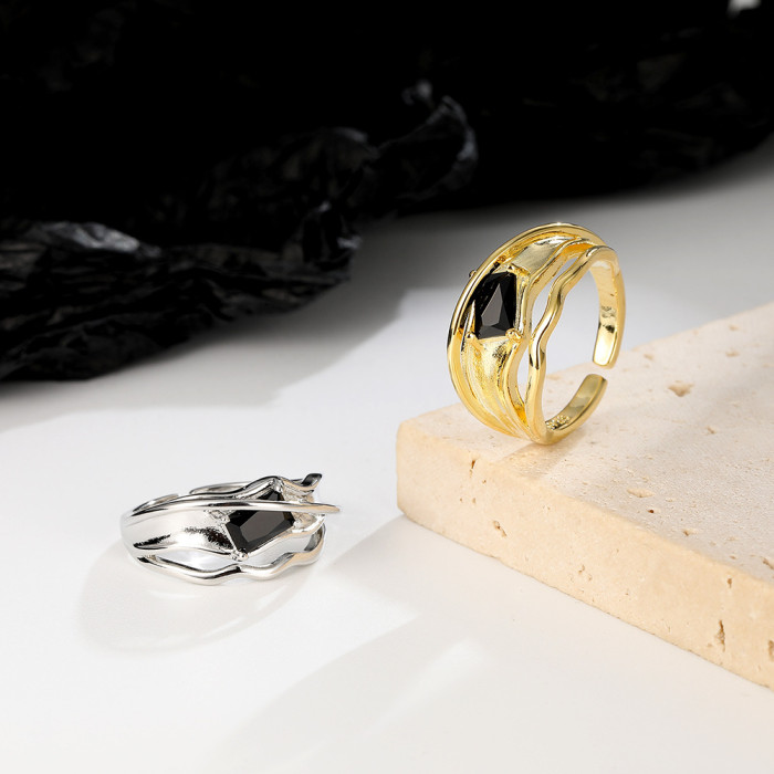 Simple Double Layer Personalized Adjustable Opening Women's Ring