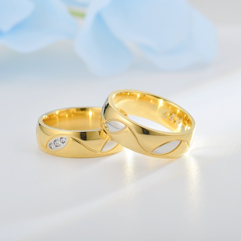 Titanium Steel Ring Diamond Couple Ring