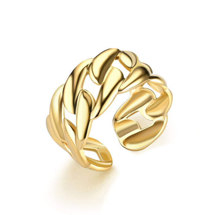 Open Mouth Titanium Steel Ring Fashion Chain Buckle Ring