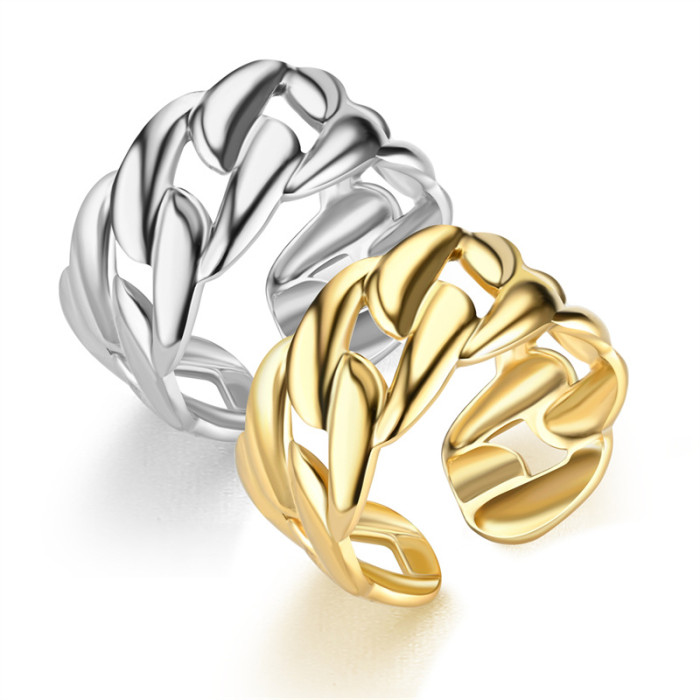 Open Mouth Titanium Steel Ring Fashion Chain Buckle Ring