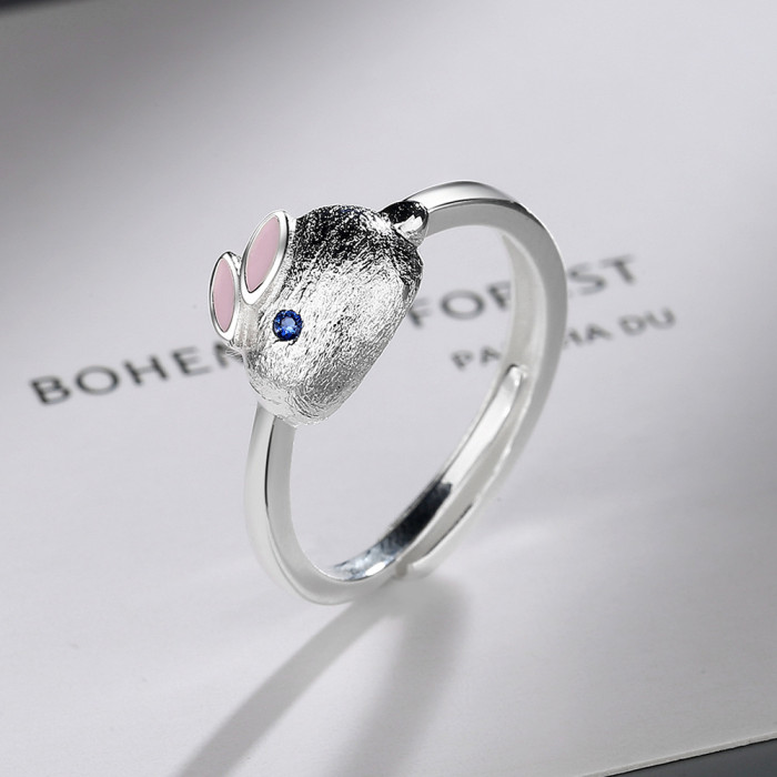 Fashion Ins Bunny Personalized Adjustable Opening Women's Ring