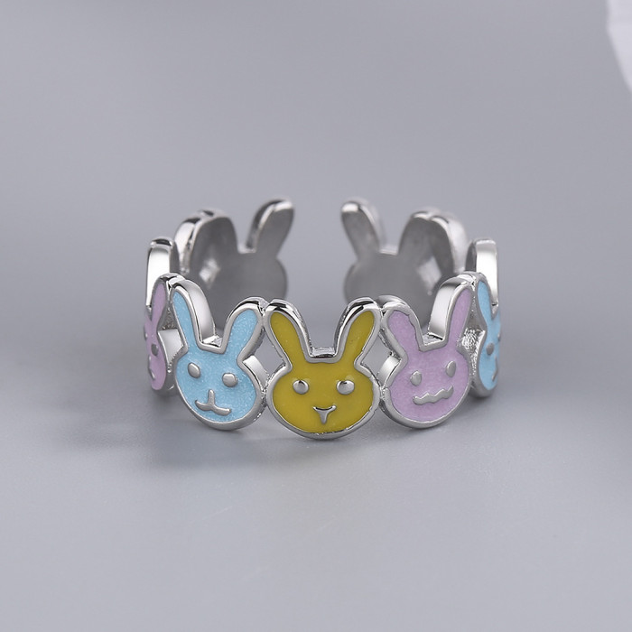Ins Premium Enamel Colored Rabbit Ring