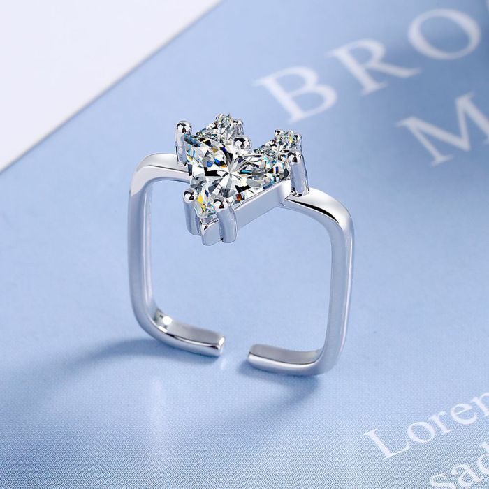 Adjustable INS Love Square Ring Opening Temperament Ring